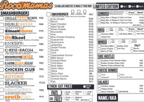 Rocomamas Kempton Park menu