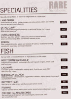 Rare Steakhouse Clearwater Mall menu