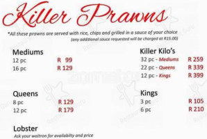 Jimmy's Killer Prawns Westwood menu