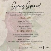 Dukkah Restaurant And Bar menu