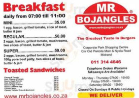 Mr Bojangles menu