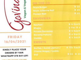 Govinda's Durban Radhanath's Gifts menu