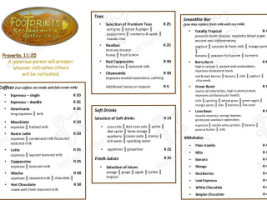 Footprints And Coffee Shop menu