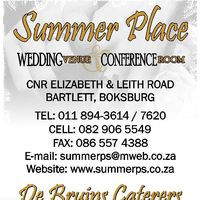 Summer Place Boksburg, Wedding Conference Venue.